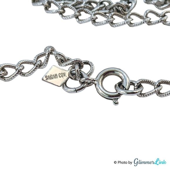 Vintage Sarah Coventry Silver Tone Textured Links Chain Necklace - Picture 6 of 9